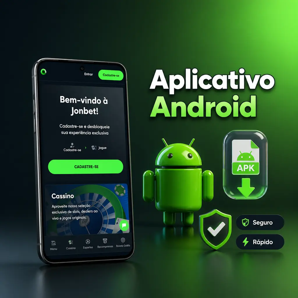 Aplicativo Android da Jonbet para apostas e jogos de cassino no celular, com download gratuito e fácil instalação